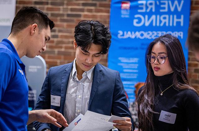 Students at a career fair